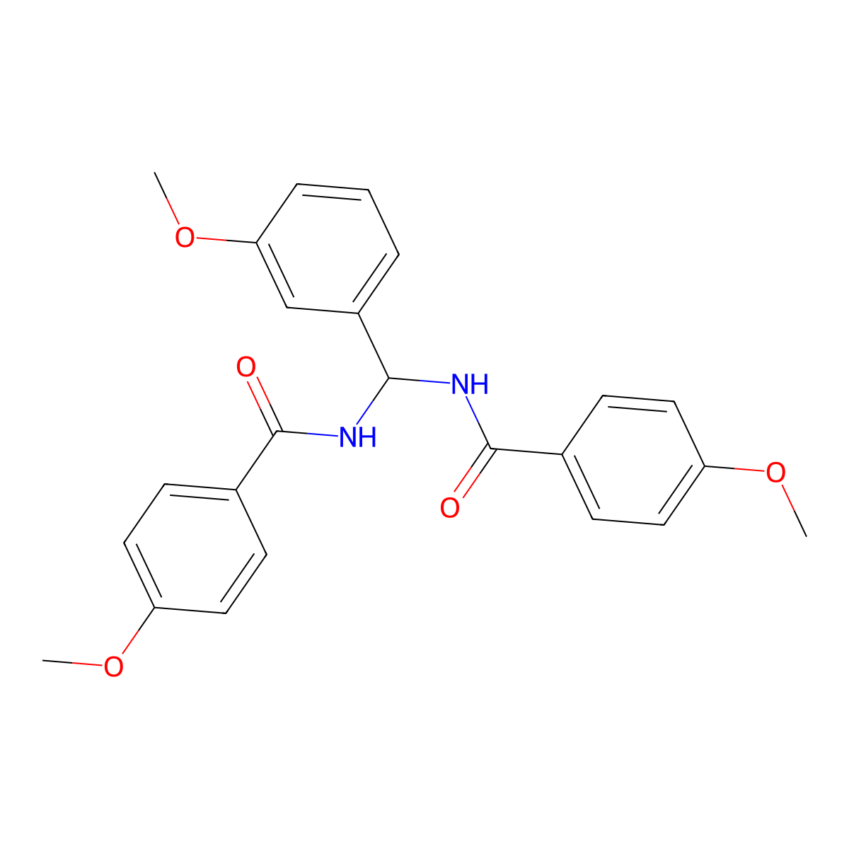 4-methoxy-N-[[(4-methoxybenzoyl)amino]-(3-methoxyphenyl)methyl]benzamide molecular structure, CAS 620570-05-0