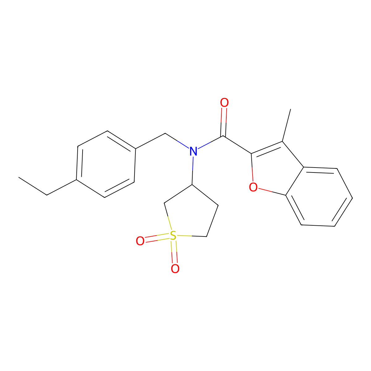 N-(1,1-dioxidotetrahydrothiophen-3-yl)-N-(4-ethylbenzyl)-3-methyl-1-benzofuran-2-carboxamide molecular structure, CAS 620570-30-1