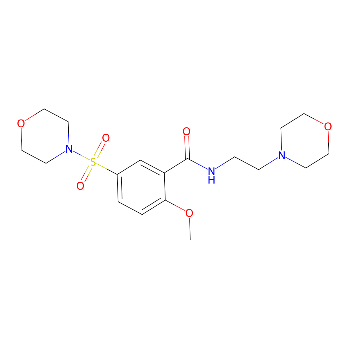 2-methoxy-N-(2-morpholin-4-ylethyl)-5-morpholin-4-ylsulfonylbenzamide molecular structure, CAS 620570-97-0