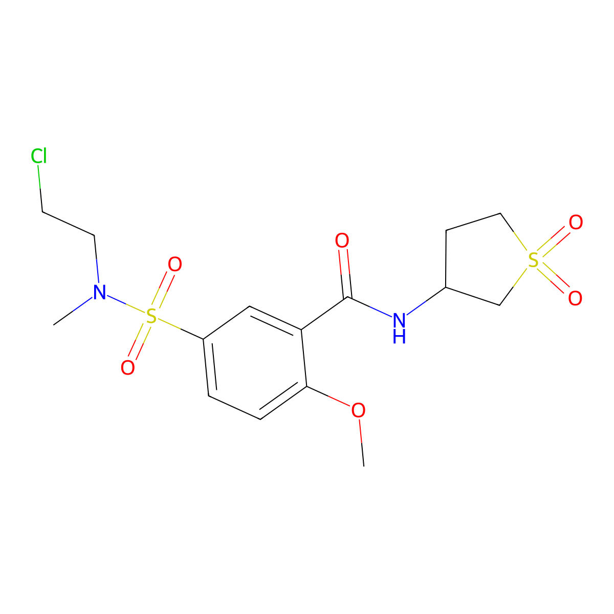 5-[2-chloroethyl(methyl)sulfamoyl]-N-(1,1-dioxothiolan-3-yl)-2-methoxybenzamide molecular structure, CAS 620571-39-3