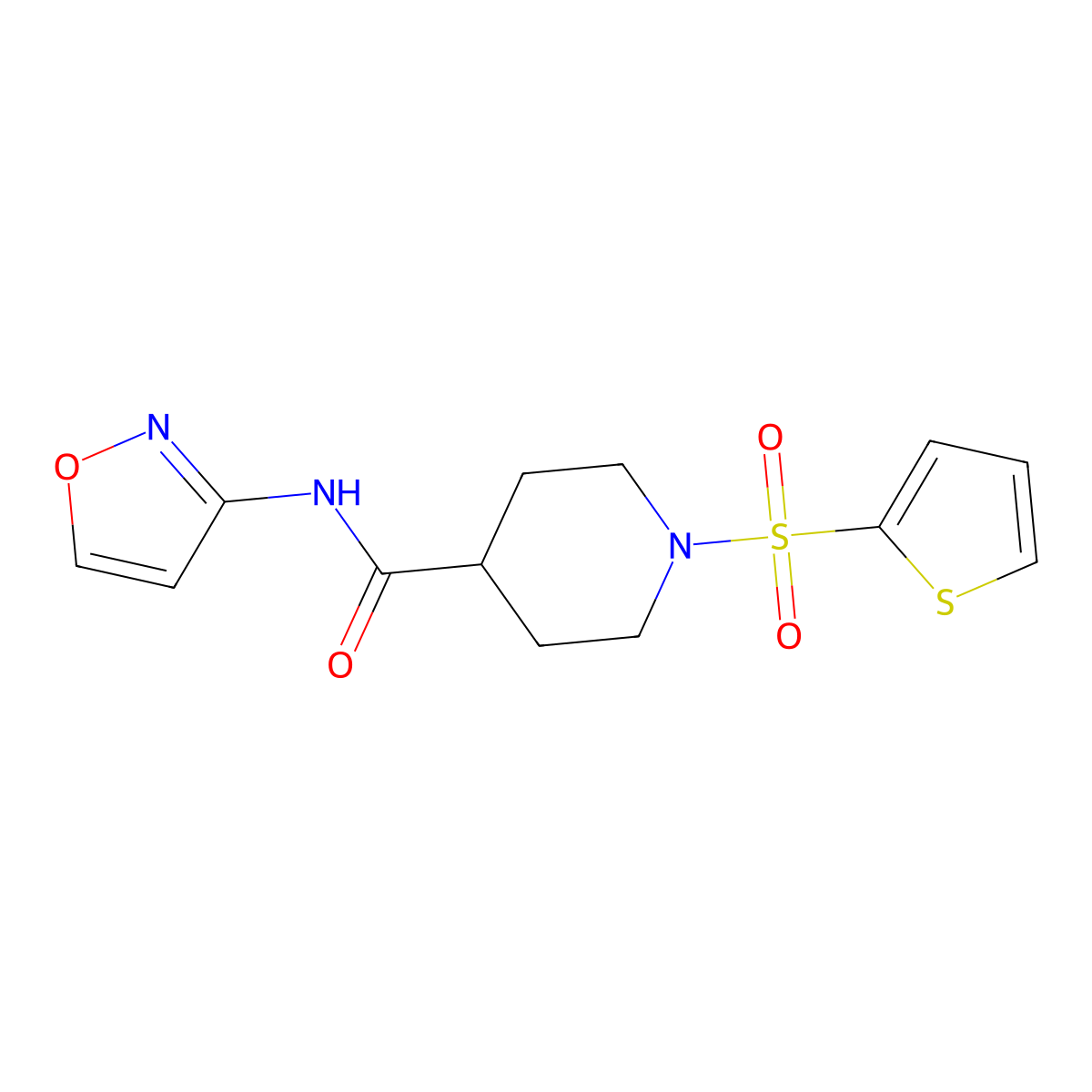 N-(isoxazol-3-yl)-1-(thiophen-2-ylsulfonyl)piperidine-4-carboxamide molecular structure, CAS 620571-57-5