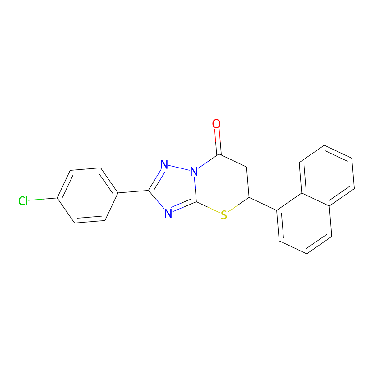 2-(4-chlorophenyl)-5-(naphthalen-1-yl)-5H-[1,2,4]triazolo[5,1-b][1,3]thiazin-7(6H)-one molecular structure, CAS 620571-62-2
