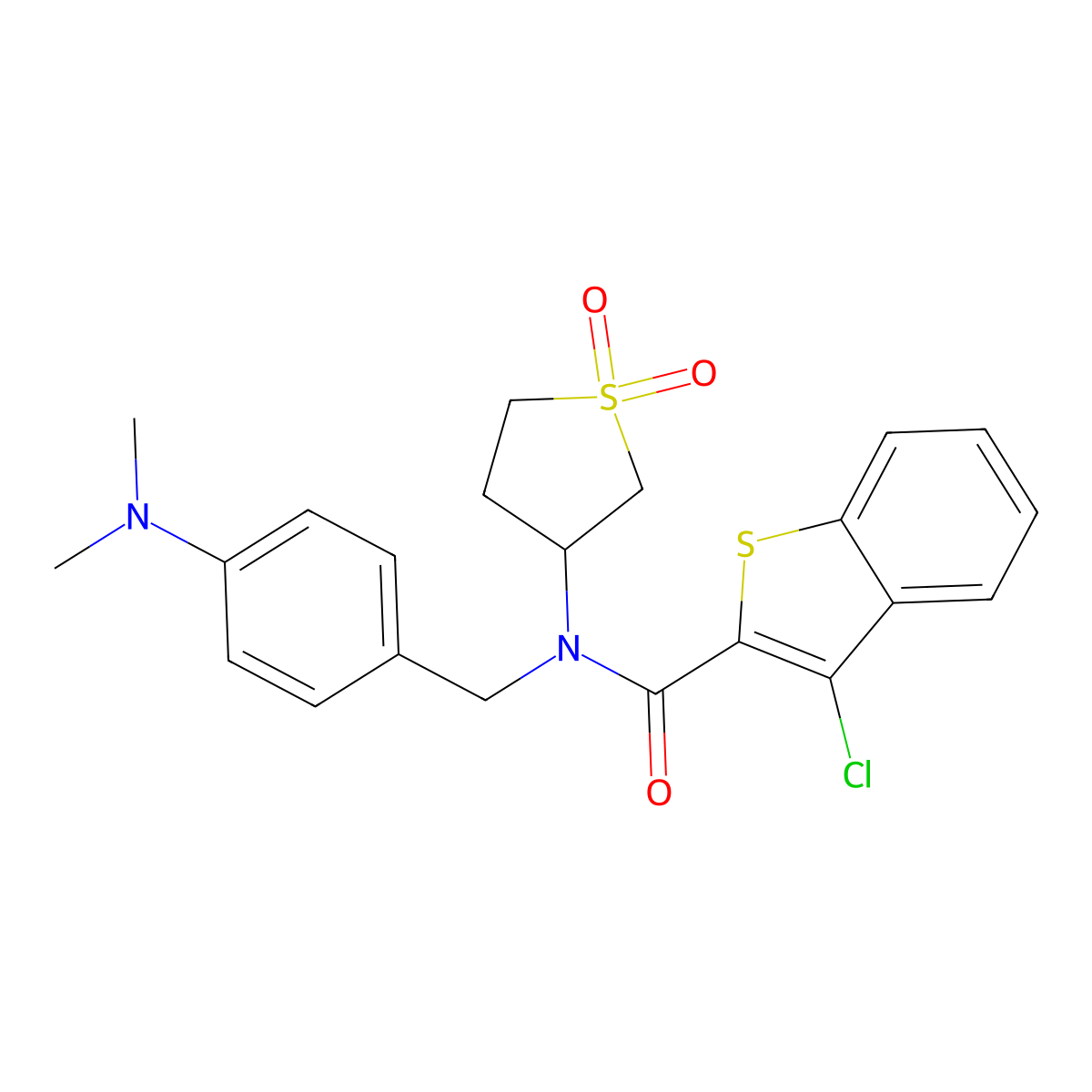 3-chloro-N-[4-(dimethylamino)benzyl]-N-(1,1-dioxidotetrahydrothiophen-3-yl)-1-benzothiophene-2-carboxamide molecular structure, CAS 620571-66-6