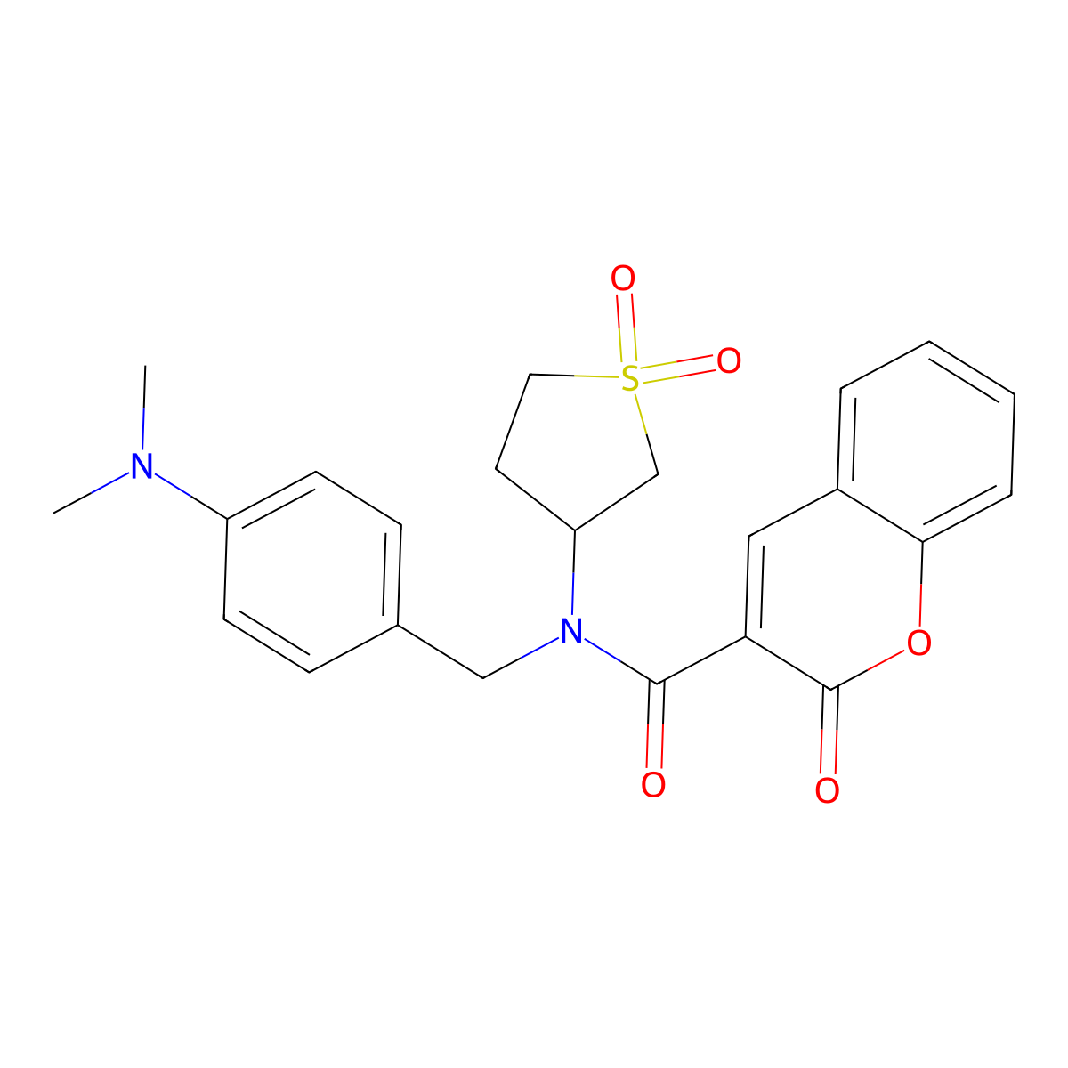 N-(4-(dimethylamino)benzyl)-N-(1,1-dioxidotetrahydrothiophen-3-yl)-2-oxo-2H-chromene-3-carboxamide molecular structure, CAS 620571-94-0