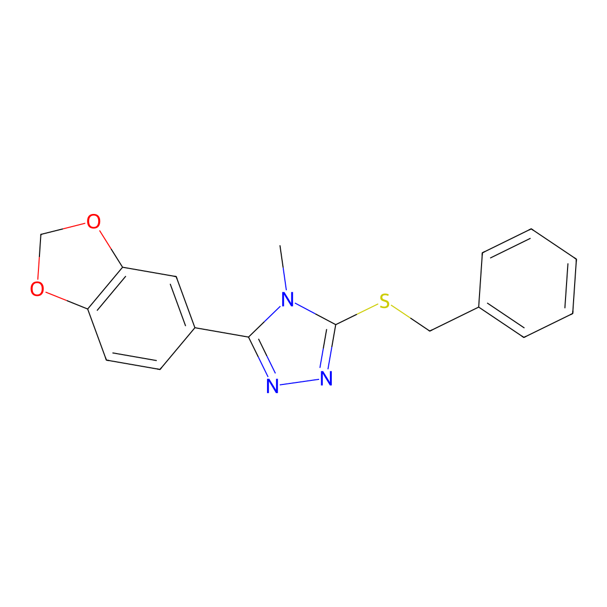 3-(1,3-Benzodioxol-5-yl)-5-benzylsulfanyl-4-methyl-1,2,4-triazole molecular structure, CAS 620572-31-8