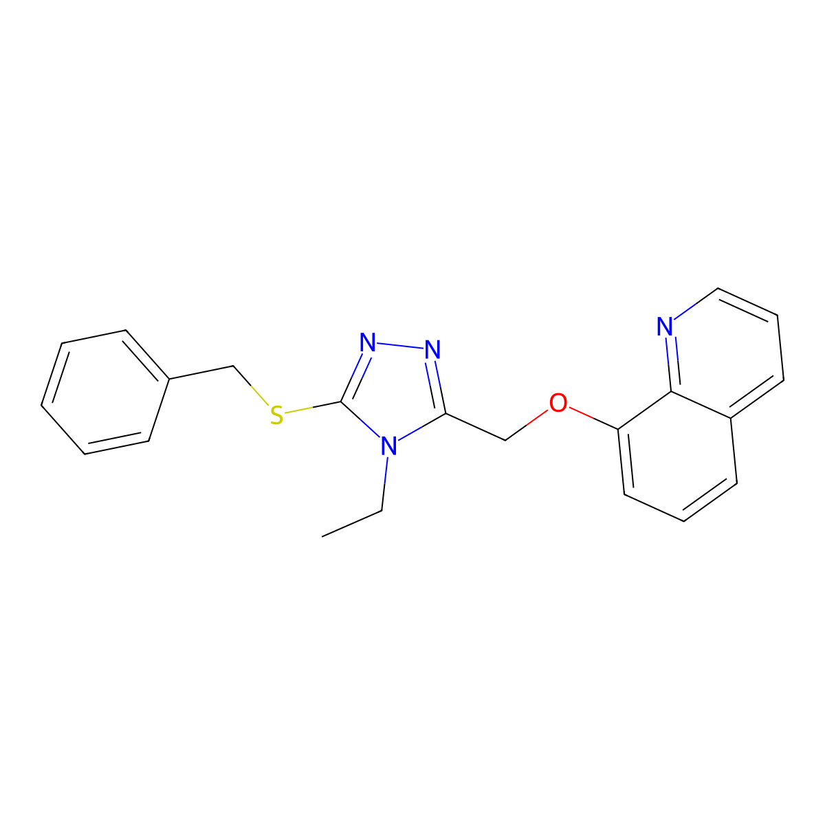 8-{[5-(benzylsulfanyl)-4-ethyl-4H-1,2,4-triazol-3-yl]methoxy}quinoline molecular structure, CAS 620572-36-3