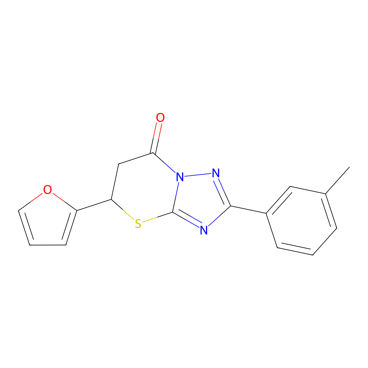 5-(furan-2-yl)-2-(m-tolyl)-5H-[1,2,4]triazolo[5,1-b][1,3]thiazin-7(6H)-one molecular structure, CAS 620572-52-3