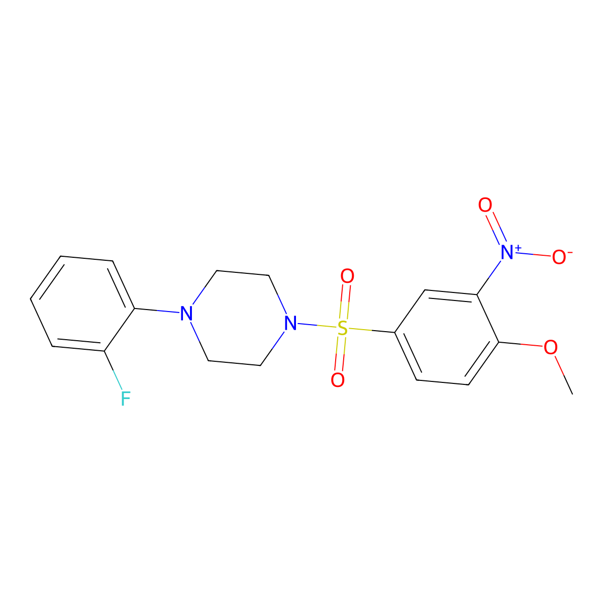 1-(2-Fluorophenyl)-4-(4-methoxy-3-nitrophenyl)sulfonylpiperazine molecular structure, CAS 620572-66-9