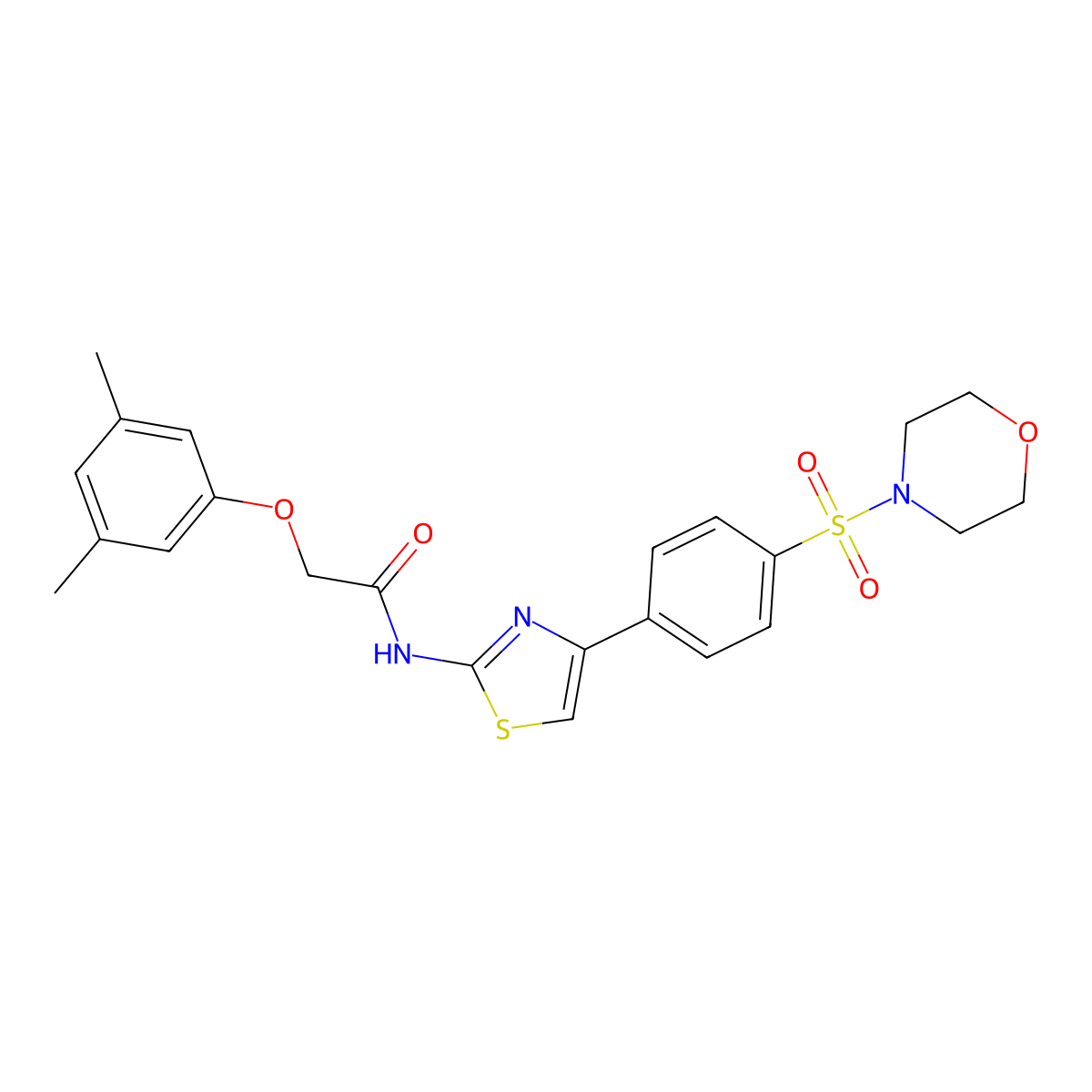 2-(3,5-dimethylphenoxy)-N-{4-[4-(4-morpholinylsulfonyl)phenyl]-1,3-thiazol-2-yl}acetamide molecular structure, CAS 620572-68-1
