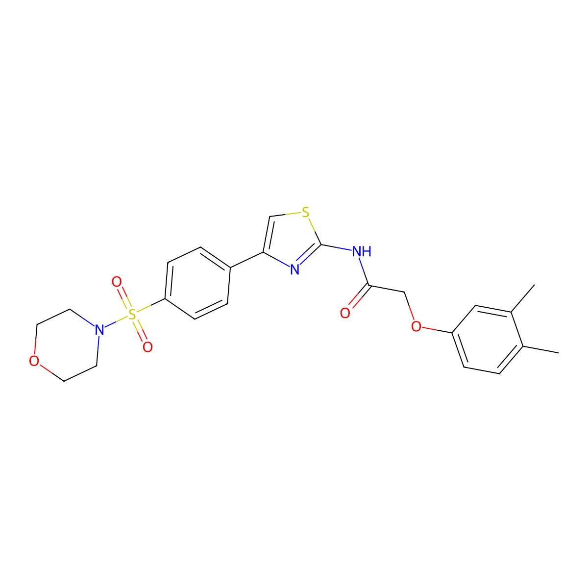 2-(3,4-dimethylphenoxy)-N-{4-[4-(4-morpholinylsulfonyl)phenyl]-1,3-thiazol-2-yl}acetamide molecular structure, CAS 620572-72-7