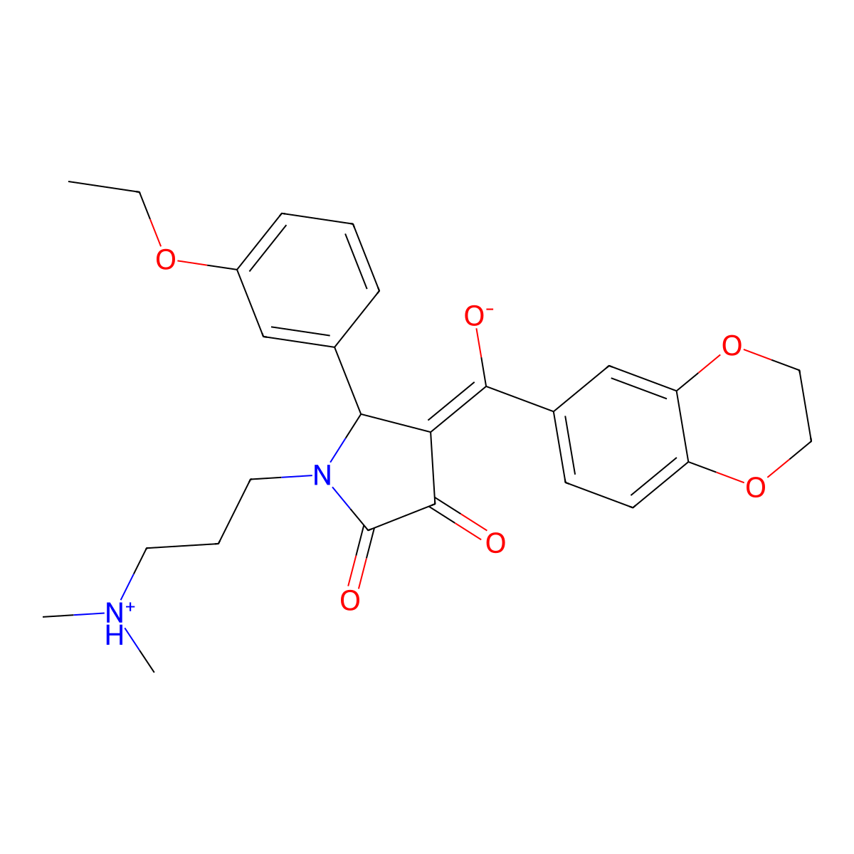 4-(2,3-dihydro-1,4-benzodioxine-6-carbonyl)-1-[3-(dimethylamino)propyl]-5-(3-ethoxyphenyl)-3-hydroxy-2,5-dihydro-1H-pyrrol-2-one molecular structure, CAS 620572-97-6