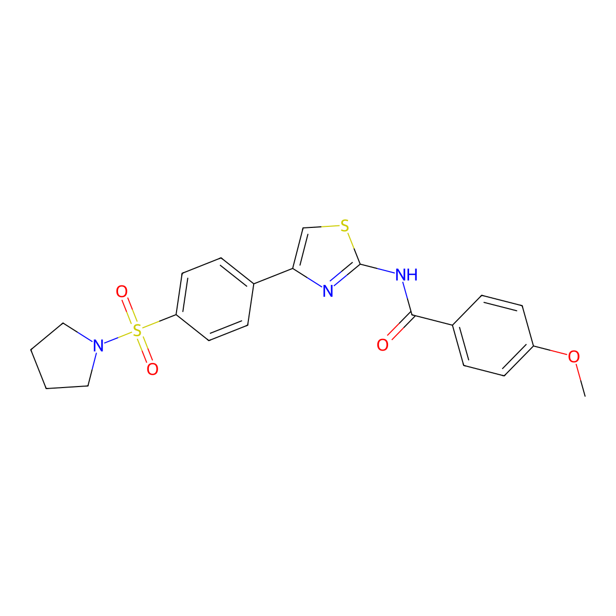4-methoxy-N-{4-[4-(pyrrolidin-1-ylsulfonyl)phenyl]-1,3-thiazol-2-yl}benzamide molecular structure, CAS 620576-56-9