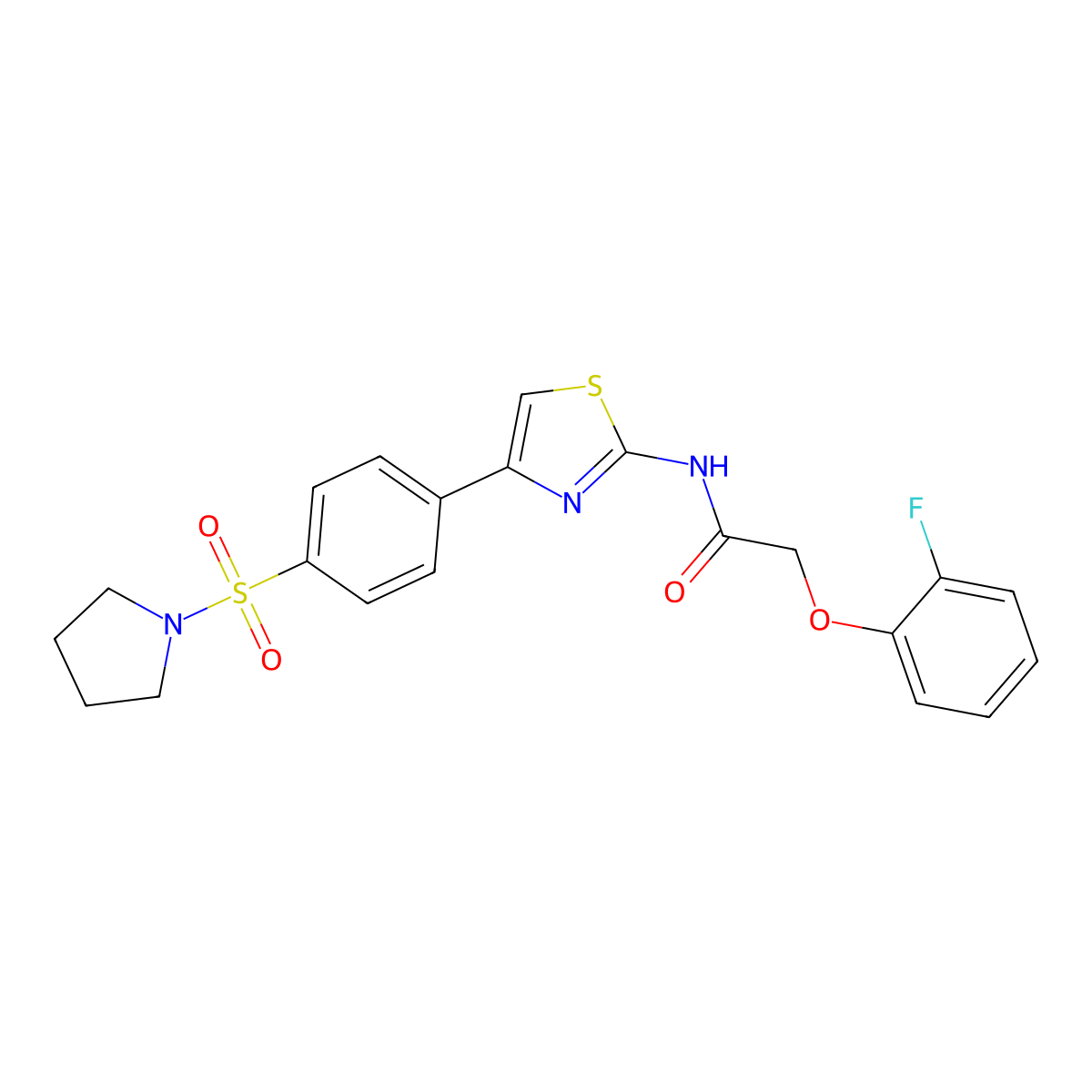 2-(2-fluorophenoxy)-N-{4-[4-(pyrrolidine-1-sulfonyl)phenyl]-1,3-thiazol-2-yl}acetamide molecular structure, CAS 620576-76-3