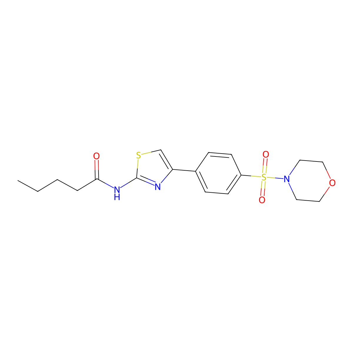 N-[4-(4-morpholin-4-ylsulfonylphenyl)-1,3-thiazol-2-yl]pentanamide molecular structure, CAS 620577-58-4