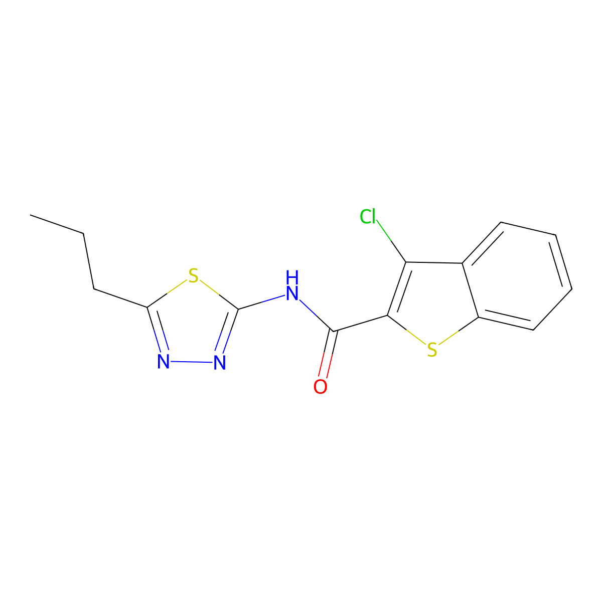 3-chloro-N-(5-propyl-1,3,4-thiadiazol-2-yl)-1-benzothiophene-2-carboxamide molecular structure, CAS 620577-63-1