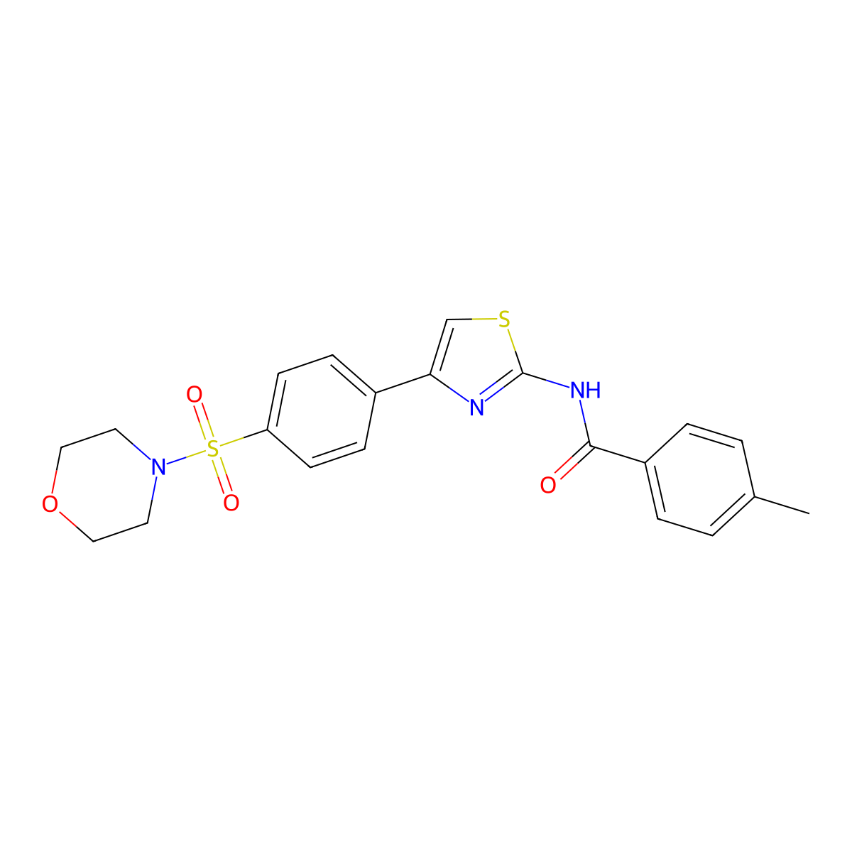 4-methyl-N~1~-{4-[4-(morpholinosulfonyl)phenyl]-1,3-thiazol-2-yl}benzamide molecular structure, CAS 620577-65-3