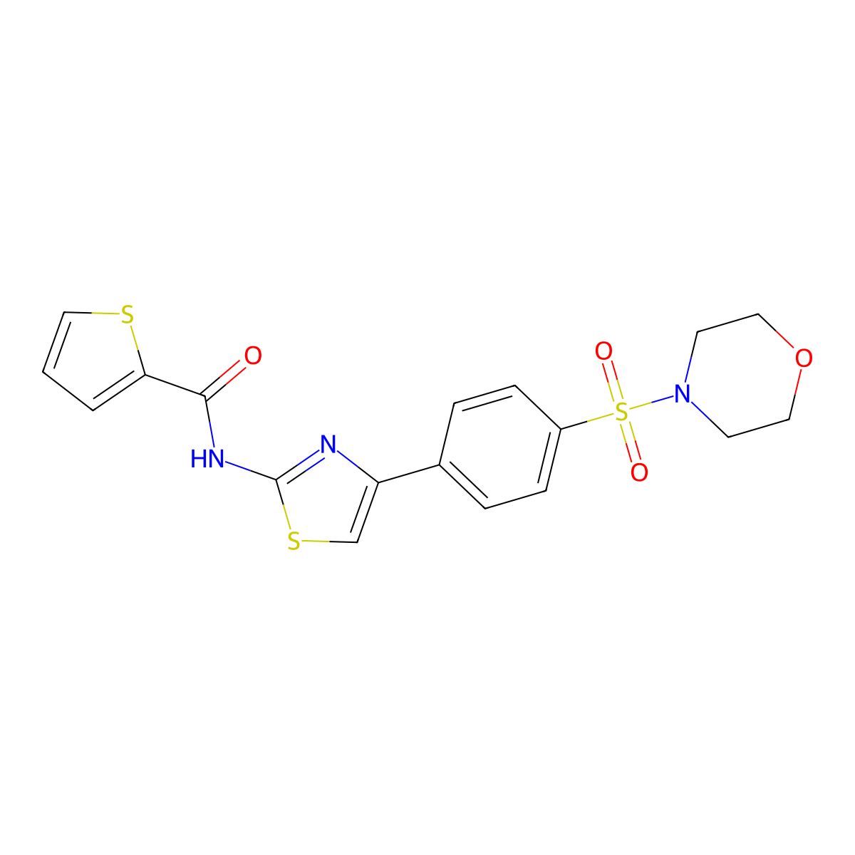 N-[4-(4-morpholin-4-ylsulfonylphenyl)-1,3-thiazol-2-yl]thiophene-2-carboxamide molecular structure, CAS 620577-94-8