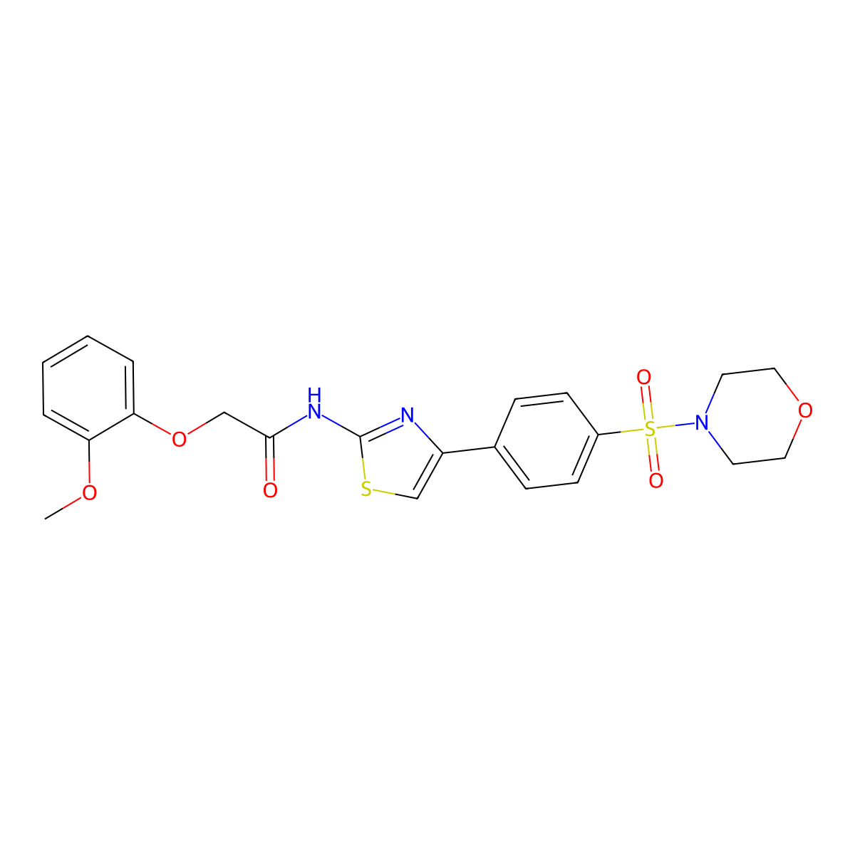 2-(2-methoxyphenoxy)-N-{4-[4-(4-morpholinylsulfonyl)phenyl]-1,3-thiazol-2-yl}acetamide molecular structure, CAS 620578-09-8