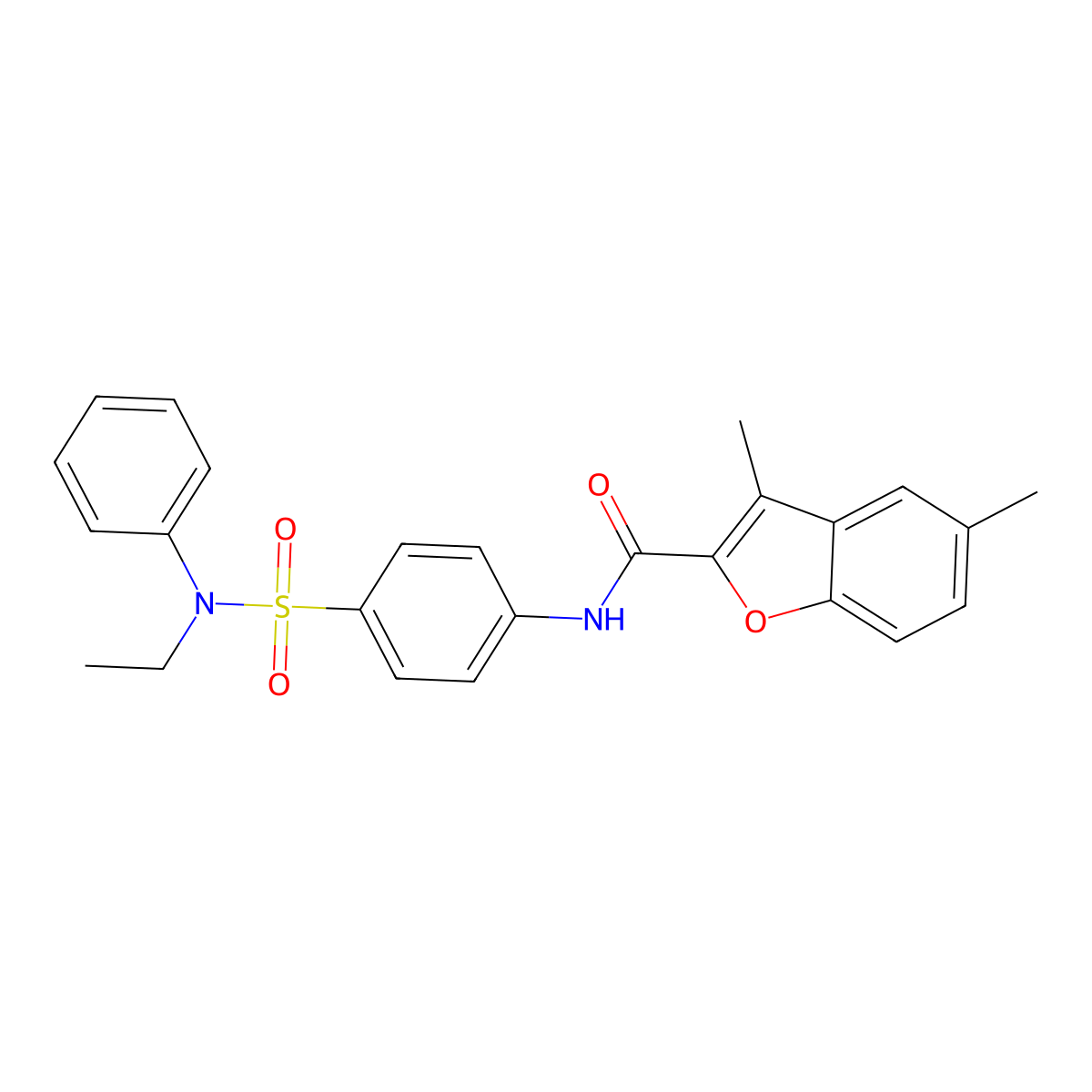 N-{4-[ethyl(phenyl)sulfamoyl]phenyl}-3,5-dimethyl-1-benzofuran-2-carboxamide molecular structure, CAS 620578-16-7