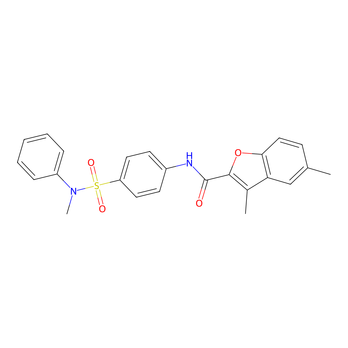 3,5-dimethyl-N-{4-[methyl(phenyl)sulfamoyl]phenyl}-1-benzofuran-2-carboxamide molecular structure, CAS 620578-21-4