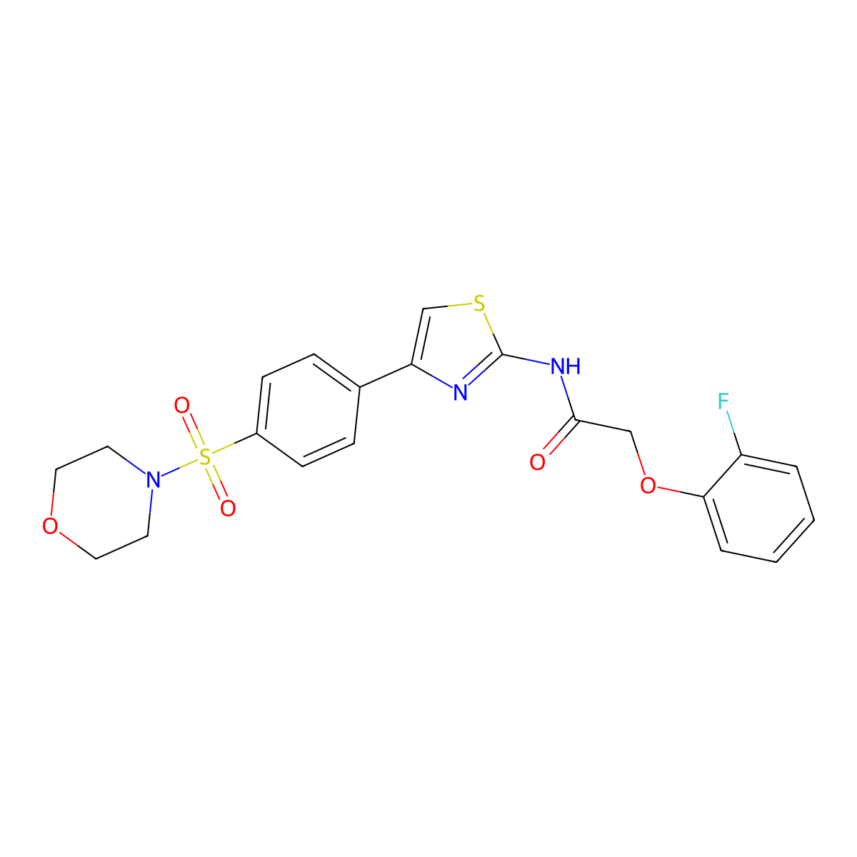 2-(2-fluorophenoxy)-N-{4-[4-(morpholin-4-ylsulfonyl)phenyl]-1,3-thiazol-2-yl}acetamide molecular structure, CAS 620578-23-6