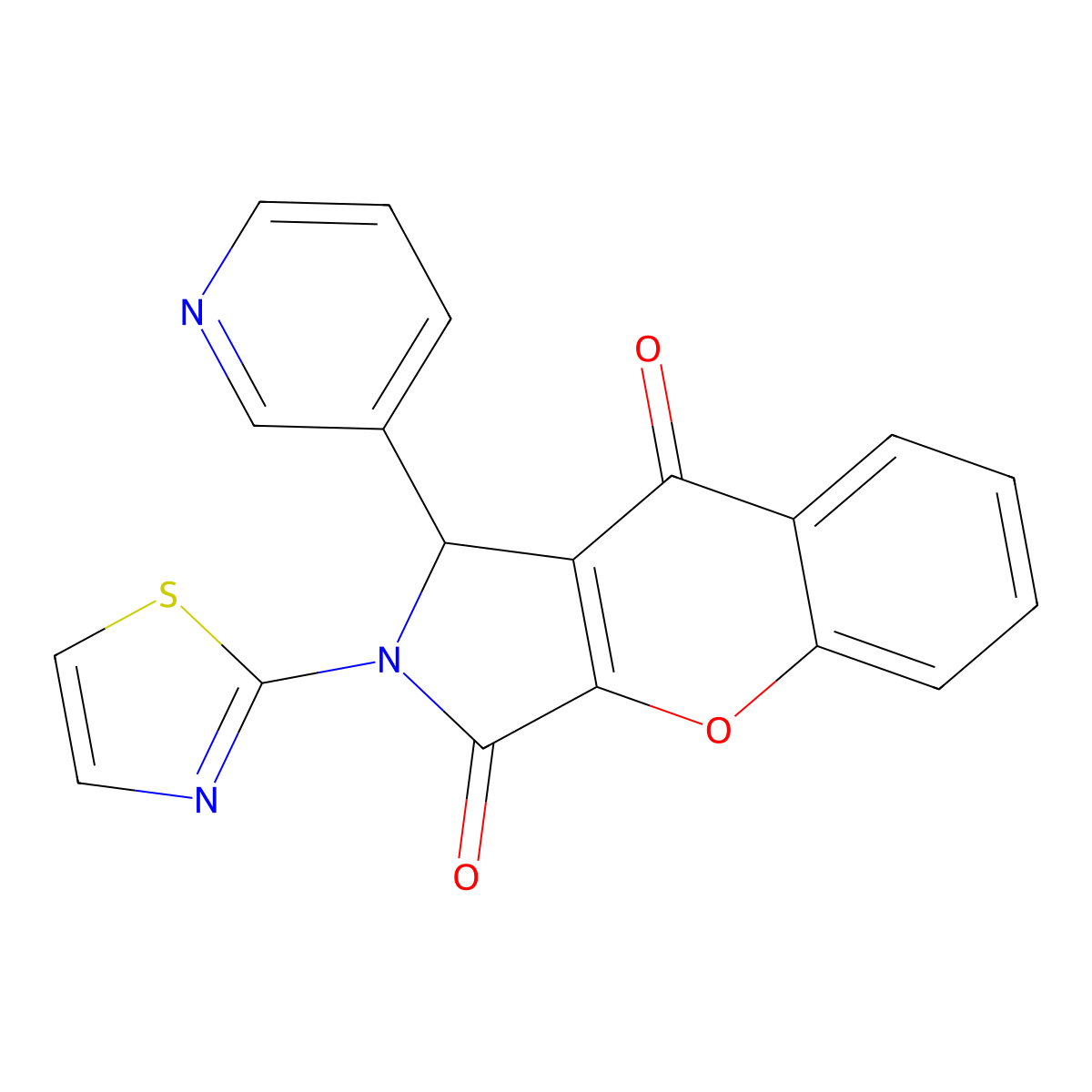 1-(Pyridin-3-yl)-2-(thiazol-2-yl)-1,2-dihydrochromeno[2,3-c]pyrrole-3,9-dione molecular structure, CAS 620579-45-5