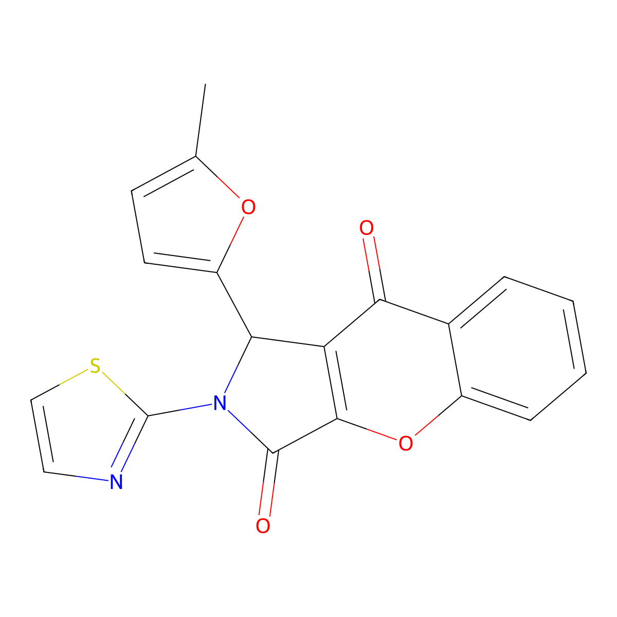 1-(5-methylfuran-2-yl)-2-(1,3-thiazol-2-yl)-1H-chromeno[2,3-c]pyrrole-3,9-dione molecular structure, CAS 620579-96-6