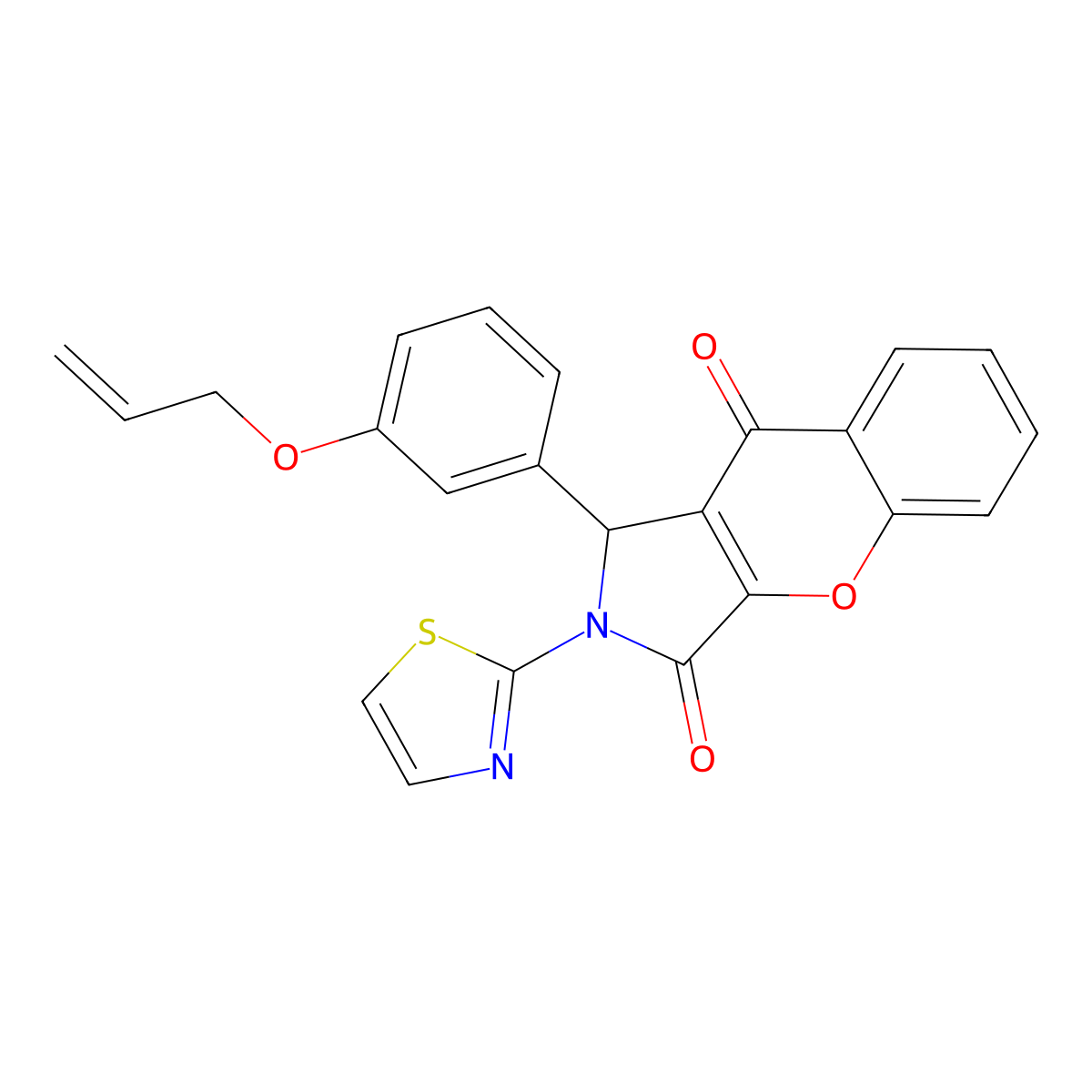 1-[3-(Allyloxy)phenyl]-2-(1,3-thiazol-2-yl)-1,2-dihydrochromeno[2,3-c]pyrrole-3,9-dione molecular structure, CAS 620580-04-3