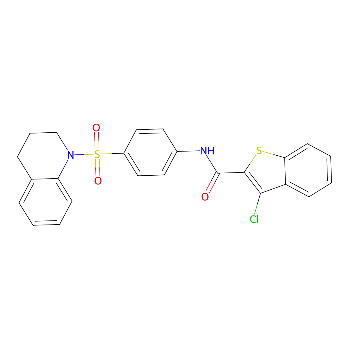 3-chloro-N-[4-(3,4-dihydro-2H-quinolin-1-ylsulfonyl)phenyl]-1-benzothiophene-2-carboxamide molecular structure, CAS 620581-27-3