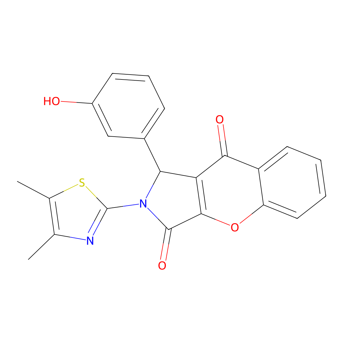 2-(4,5-Dimethyl-1,3-thiazol-2-yl)-1-(3-hydroxyphenyl)-1,2-dihydrochromeno[2,3-c]pyrrole-3,9-dione molecular structure, CAS 620581-32-0
