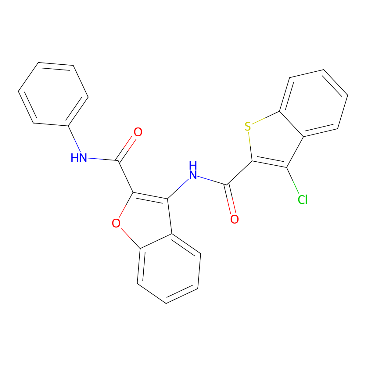 3-(3-chlorobenzo[b]thiophene-2-carboxamido)-N-phenylbenzofuran-2-carboxamide molecular structure, CAS 620581-66-0