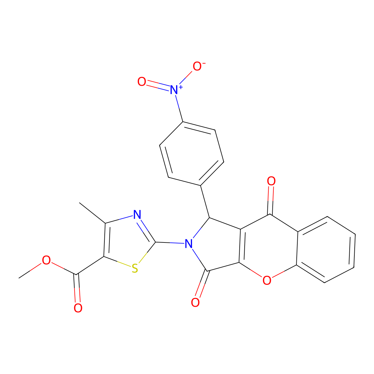 methyl 4-methyl-2-[1-(4-nitrophenyl)-3,9-dioxo-3,9-dihydrochromeno[2,3-c]pyrrol-2(1H)-yl]-1,3-thiazole-5-carboxylate molecular structure, CAS 620584-53-4