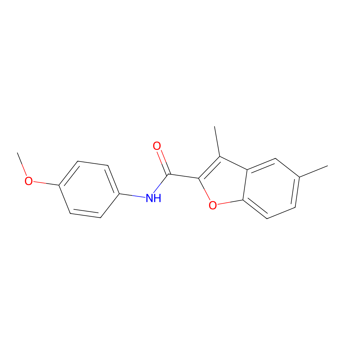 N-(4-methoxyphenyl)-3,5-dimethyl-1-benzofuran-2-carboxamide molecular structure, CAS 620586-78-9