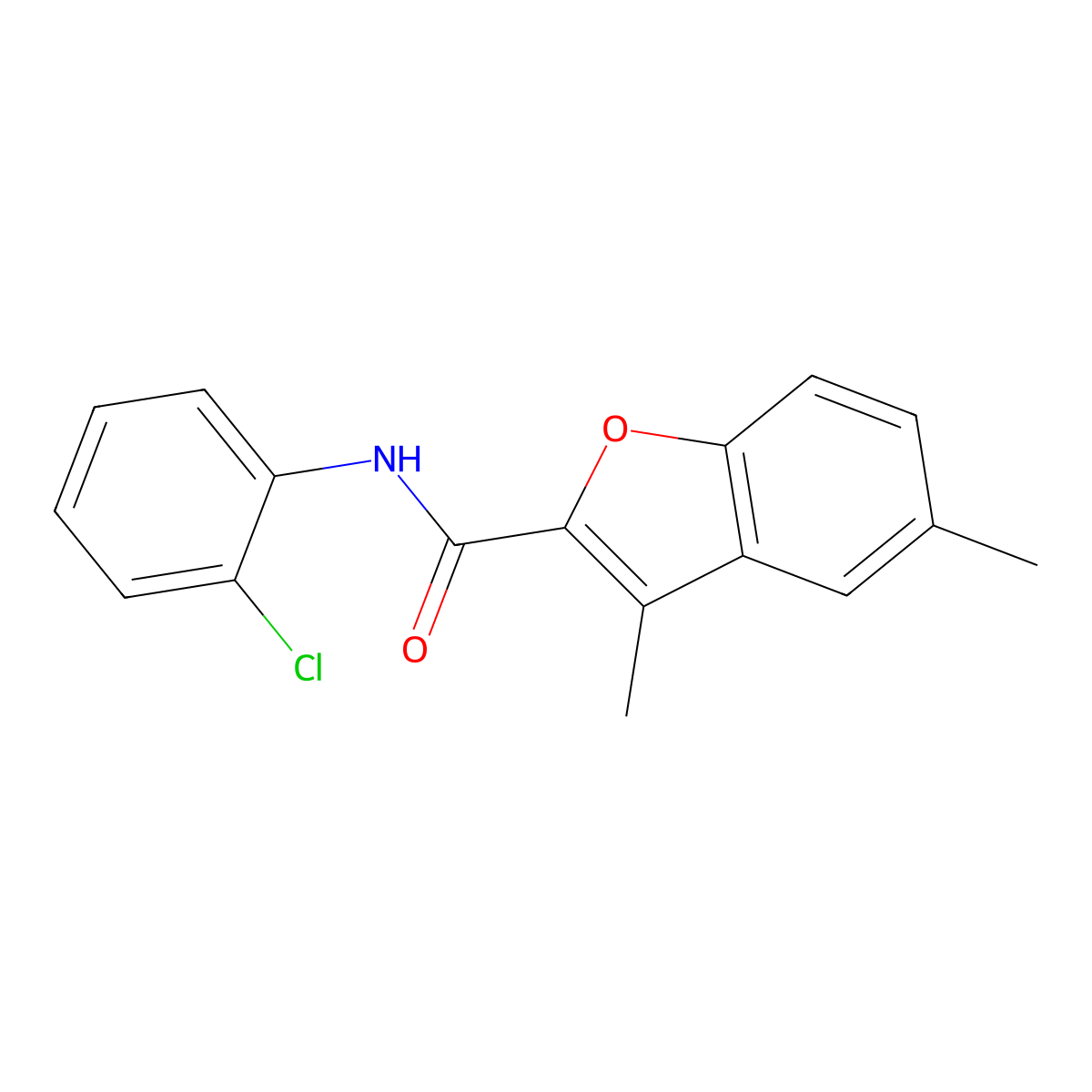 N-(2-chlorophenyl)-3,5-dimethyl-1-benzofuran-2-carboxamide molecular structure, CAS 620586-82-5