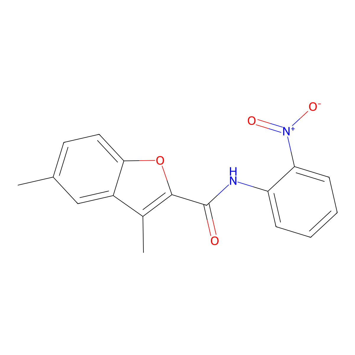 3,5-dimethyl-N-(2-nitrophenyl)-1-benzofuran-2-carboxamide molecular structure, CAS 620586-92-7