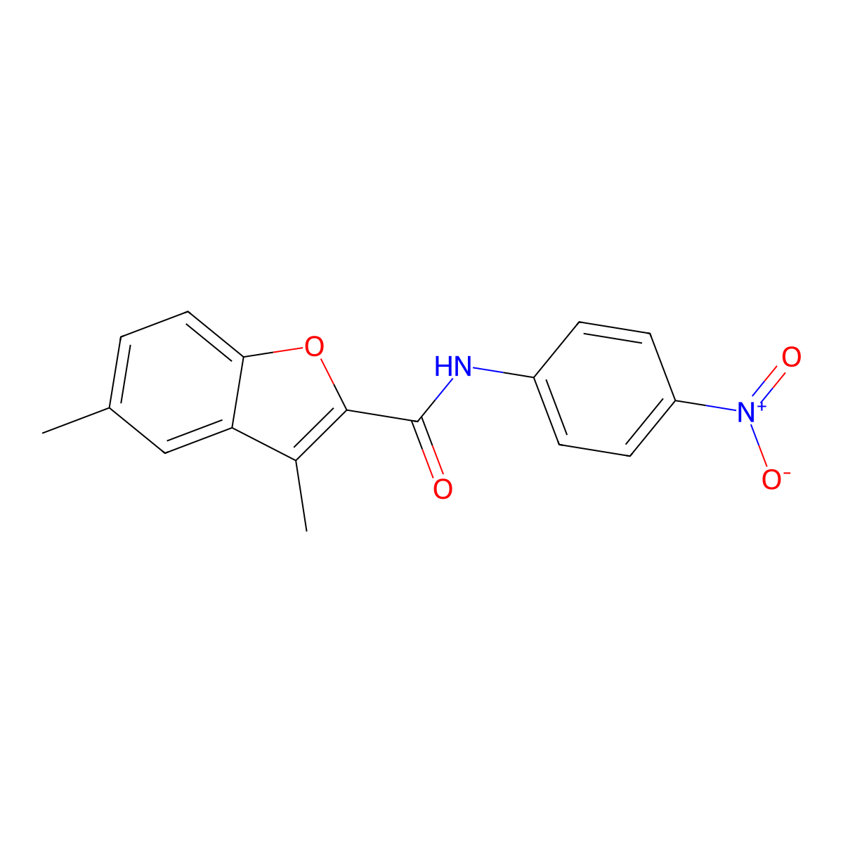 3,5-dimethyl-N-(4-nitrophenyl)-1-benzofuran-2-carboxamide molecular structure, CAS 620586-96-1