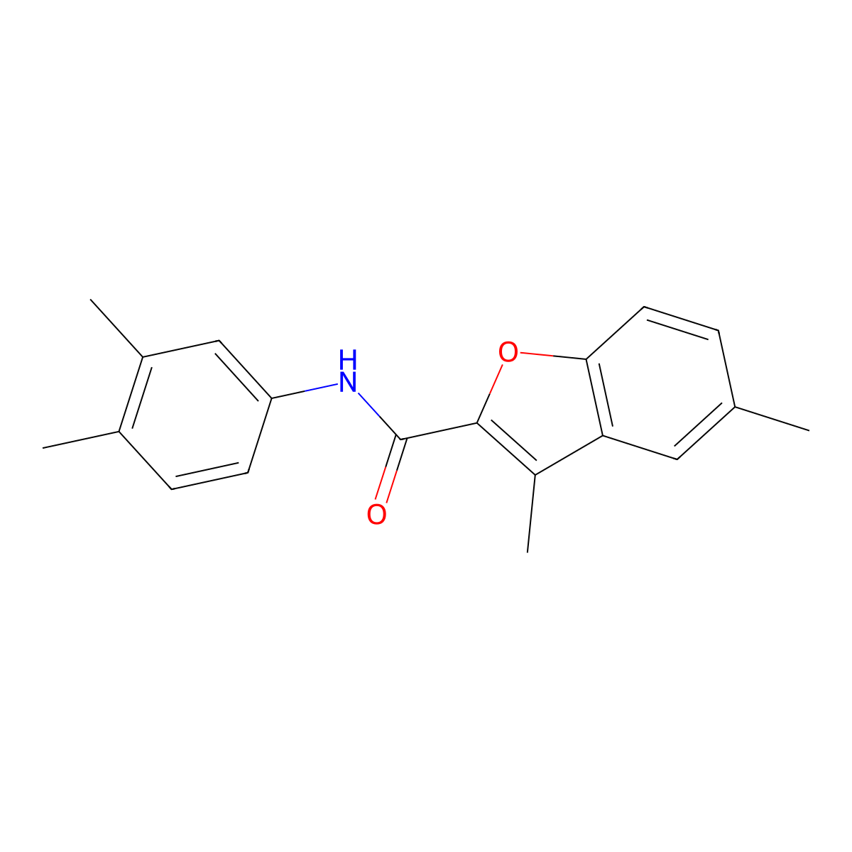 N-(3,4-dimethylphenyl)-3,5-dimethyl-1-benzofuran-2-carboxamide molecular structure, CAS 620587-02-2