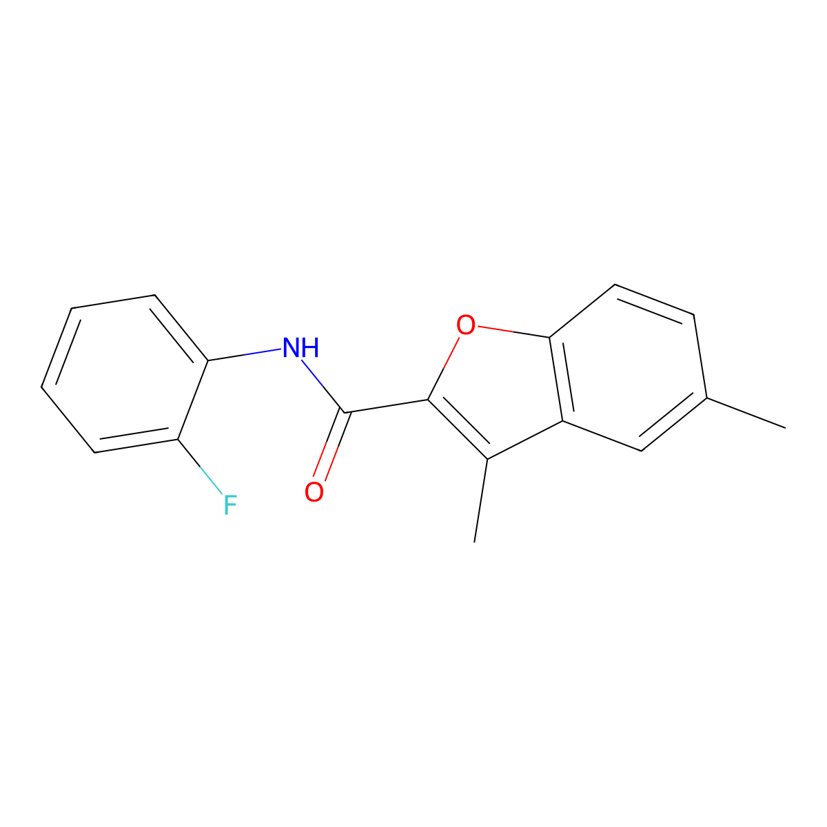 N-(2-fluorophenyl)-3,5-dimethyl-1-benzofuran-2-carboxamide molecular structure, CAS 620587-10-2