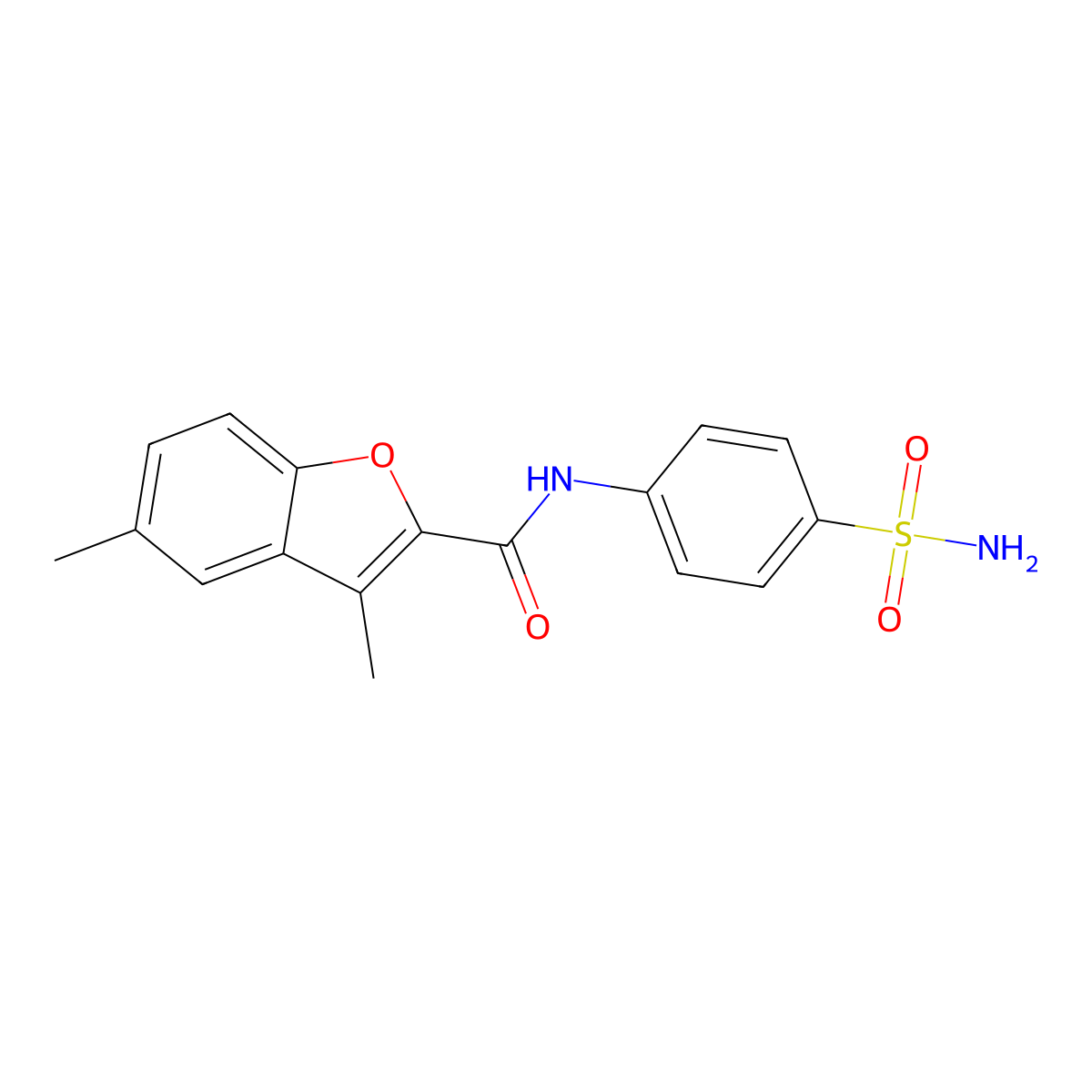 3,5-dimethyl-N-(4-sulfamoylphenyl)-1-benzofuran-2-carboxamide molecular structure, CAS 620587-20-4