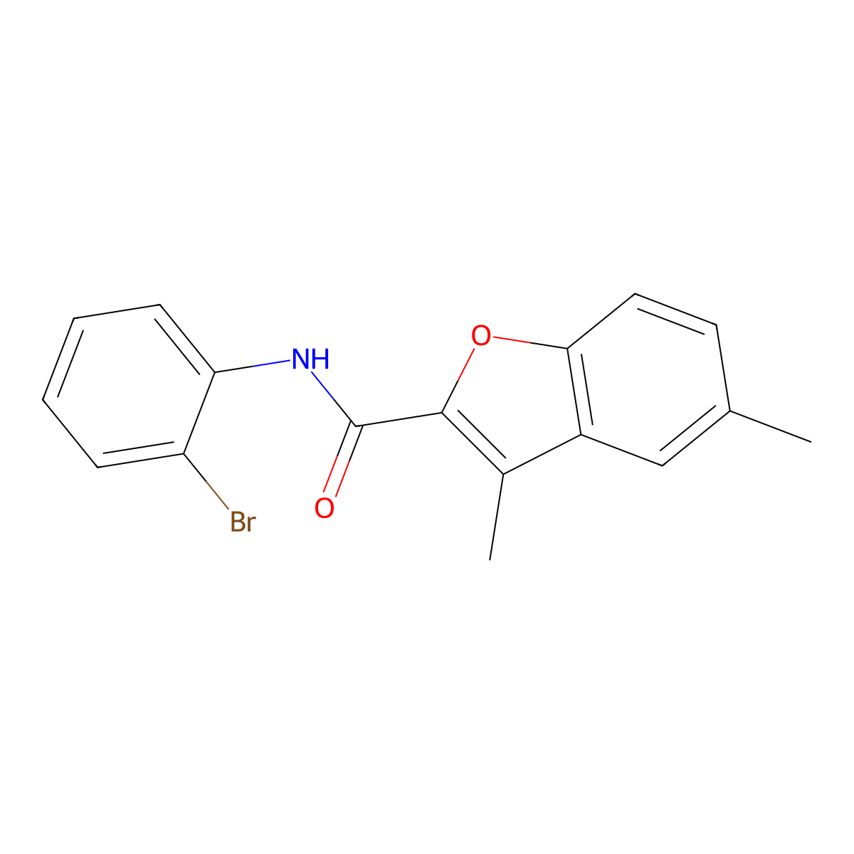 N-(2-bromophenyl)-3,5-dimethyl-1-benzofuran-2-carboxamide molecular structure, CAS 620587-34-0