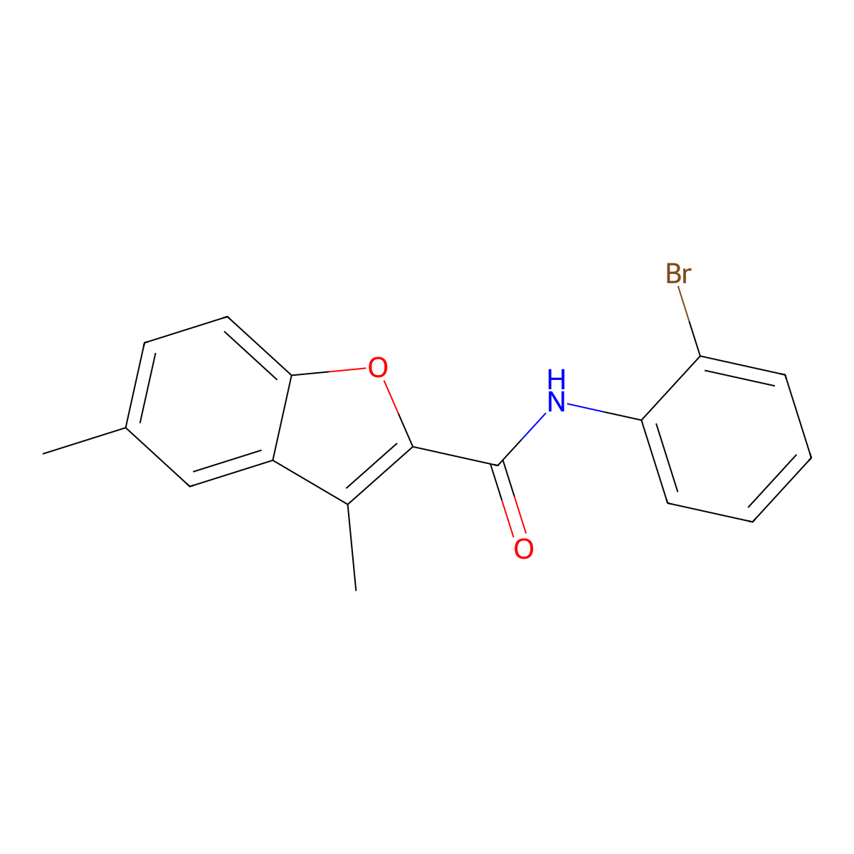 N-(2-bromophenyl)-3,5-dimethyl-1-benzofuran-2-carboxamide molecular structure, CAS 620587-34-0