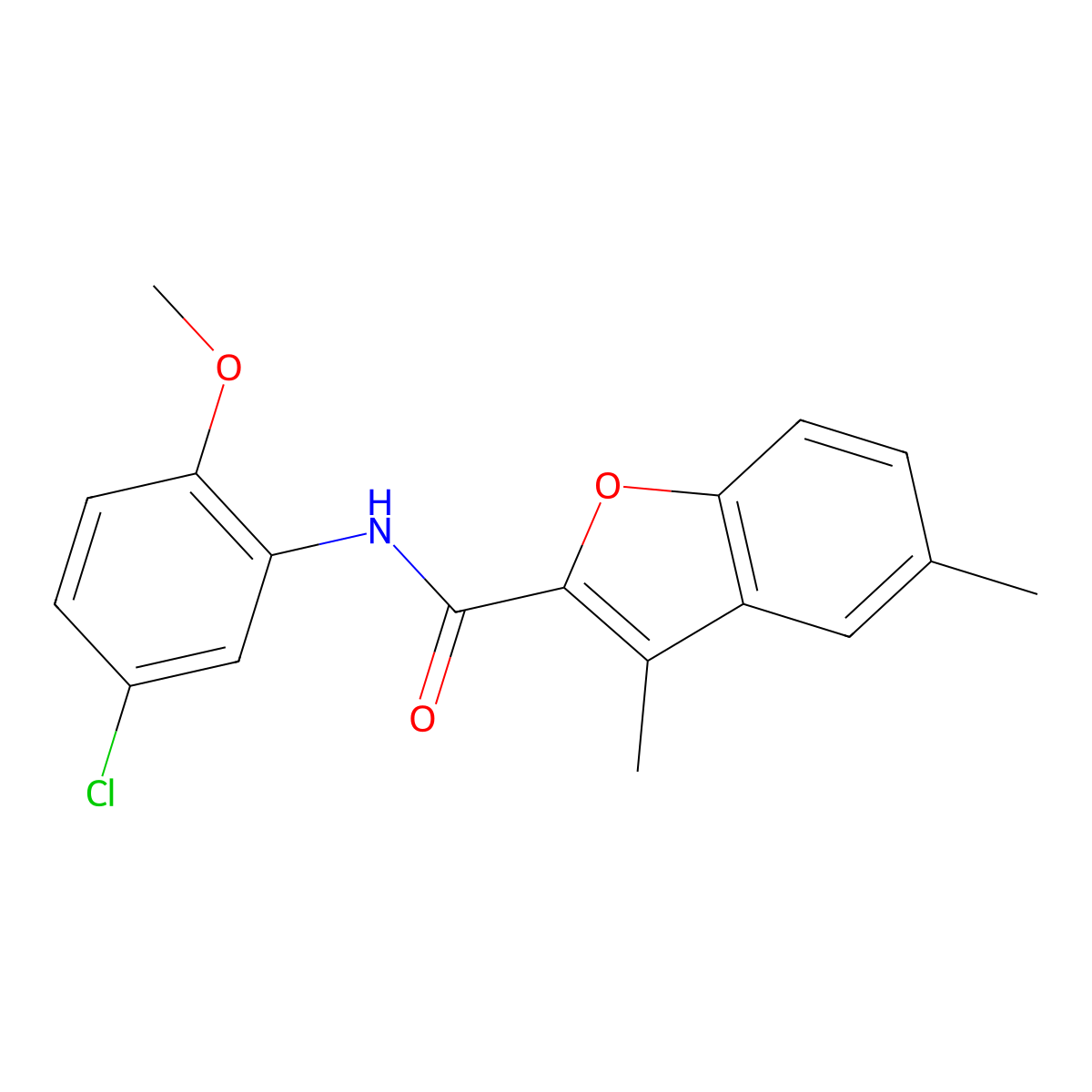 N-(5-chloro-2-methoxyphenyl)-3,5-dimethyl-1-benzofuran-2-carboxamide molecular structure, CAS 620587-52-2