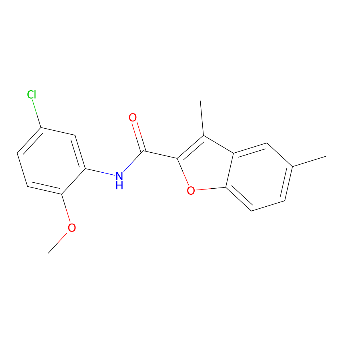 N-(5-chloro-2-methoxyphenyl)-3,5-dimethyl-1-benzofuran-2-carboxamide molecular structure, CAS 620587-52-2