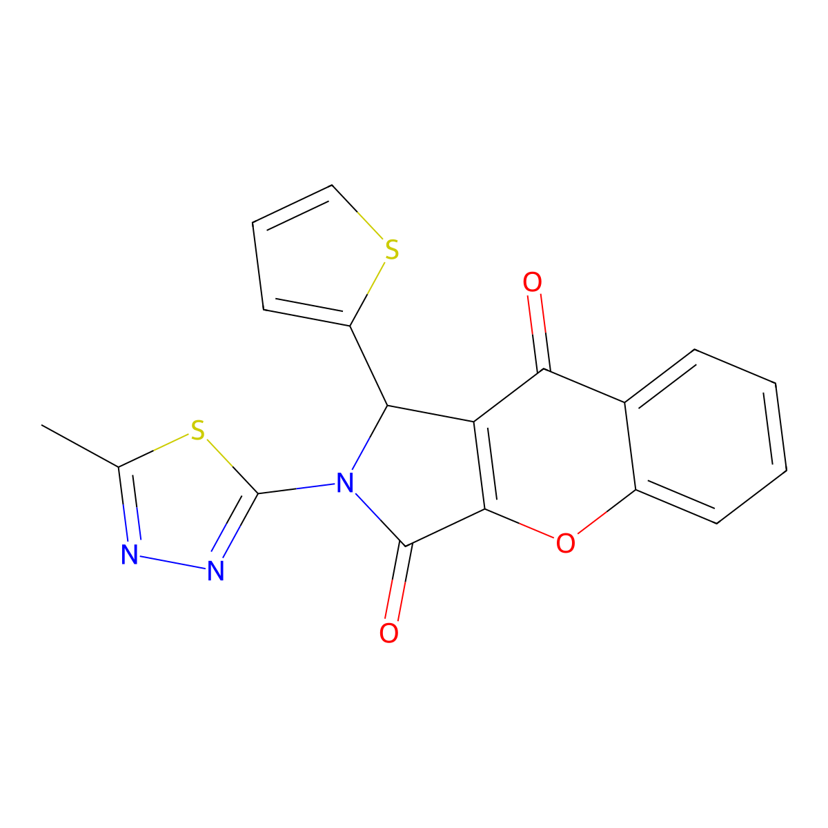 2-(5-methyl-1,3,4-thiadiazol-2-yl)-1-thiophen-2-yl-1H-chromeno[2,3-c]pyrrole-3,9-dione molecular structure, CAS 620588-74-1