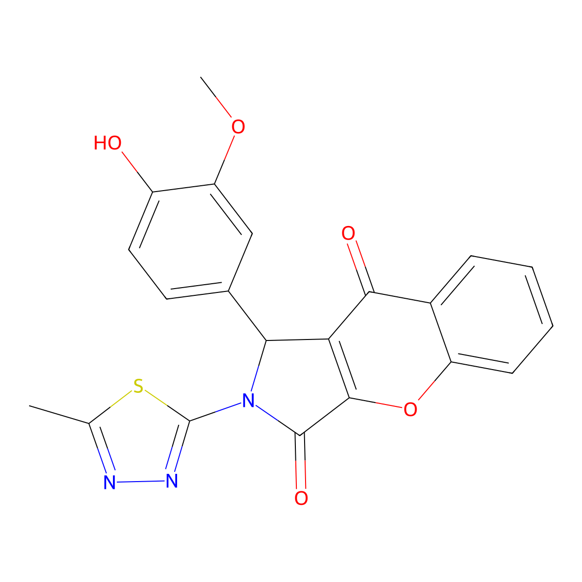 1-(4-hydroxy-3-methoxyphenyl)-2-(5-methyl-1,3,4-thiadiazol-2-yl)-1H-chromeno[2,3-c]pyrrole-3,9-dione molecular structure, CAS 620588-82-1