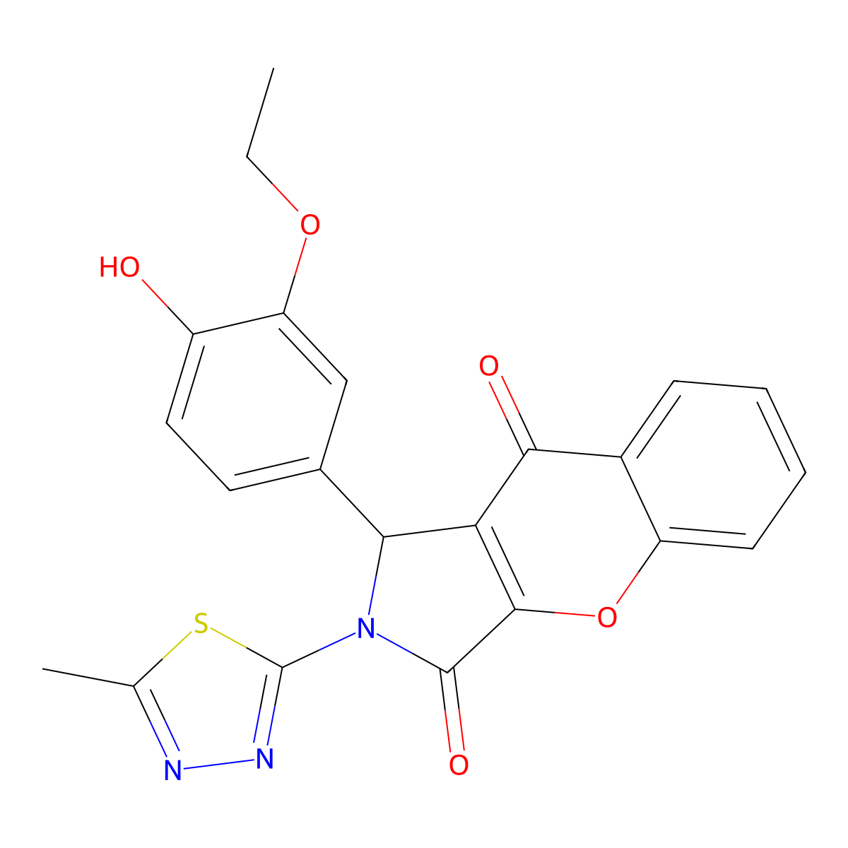 1-(3-ethoxy-4-hydroxyphenyl)-2-(5-methyl-1,3,4-thiadiazol-2-yl)-1H-chromeno[2,3-c]pyrrole-3,9-dione molecular structure, CAS 620588-83-2