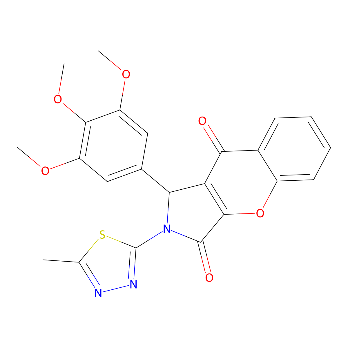 2-(5-methyl-1,3,4-thiadiazol-2-yl)-1-(3,4,5-trimethoxyphenyl)-1H-chromeno[2,3-c]pyrrole-3,9-dione molecular structure, CAS 620588-85-4