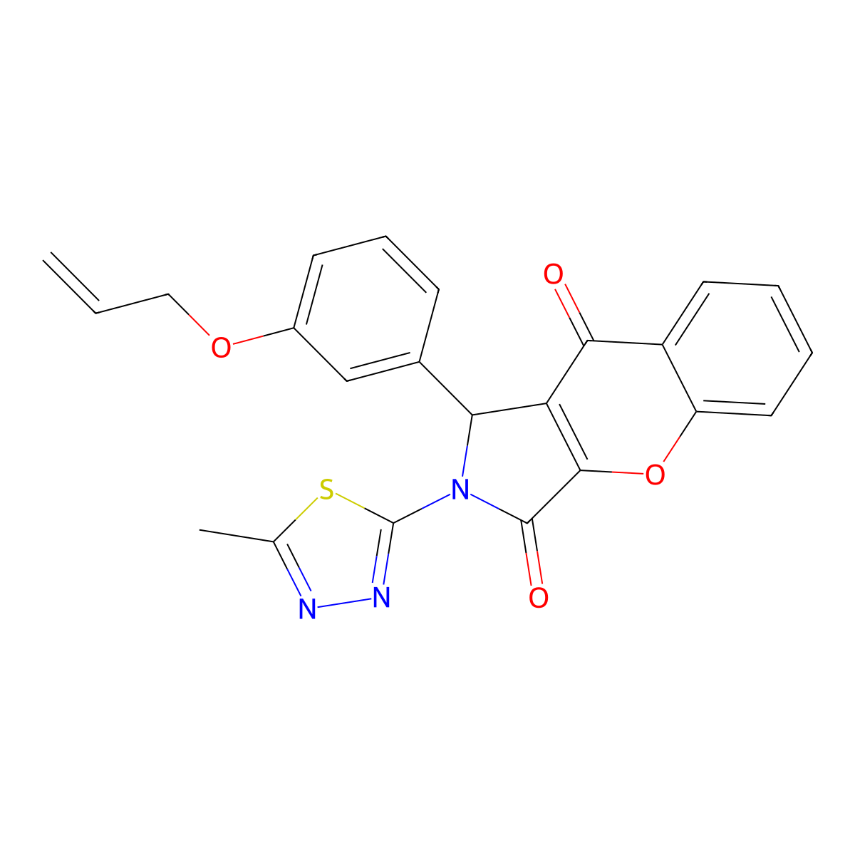 2-(5-methyl-1,3,4-thiadiazol-2-yl)-1-(3-prop-2-enoxyphenyl)-1H-chromeno[2,3-c]pyrrole-3,9-dione molecular structure, CAS 620589-09-5