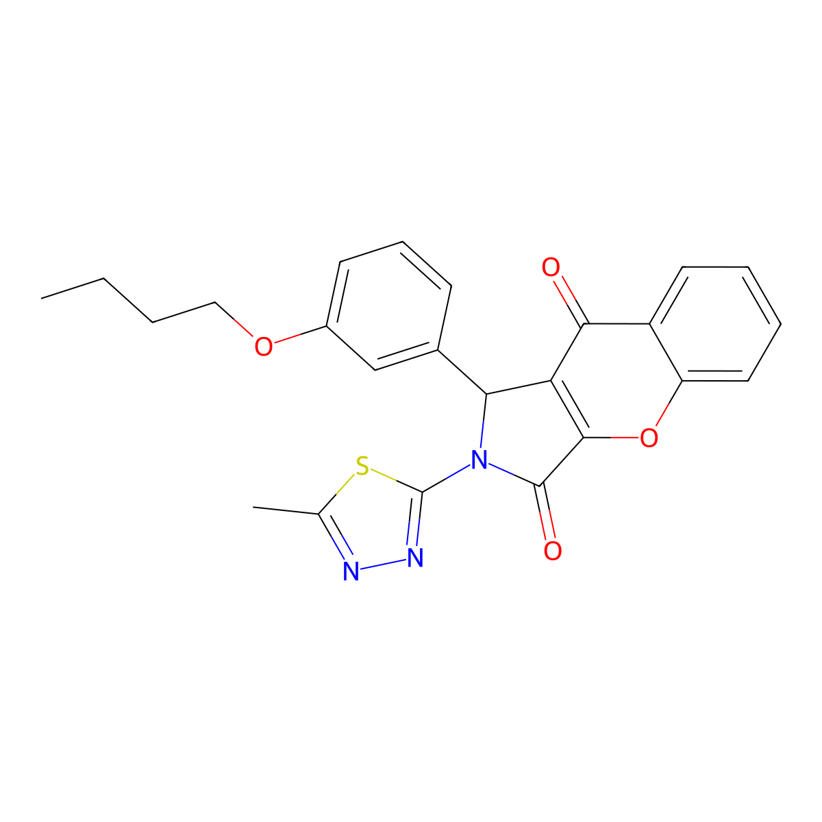 1-(3-Butoxyphenyl)-2-(5-methyl-1,3,4-thiadiazol-2-yl)-1,2-dihydrochromeno[2,3-c]pyrrole-3,9-dione molecular structure, CAS 620589-10-8