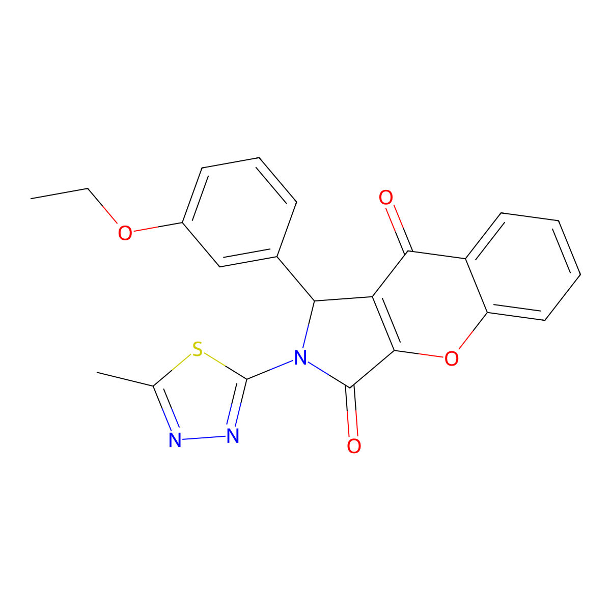 1-(3-Ethoxyphenyl)-2-(5-methyl-1,3,4-thiadiazol-2-yl)-1,2-dihydrochromeno[2,3-c]pyrrole-3,9-dione molecular structure, CAS 620589-11-9